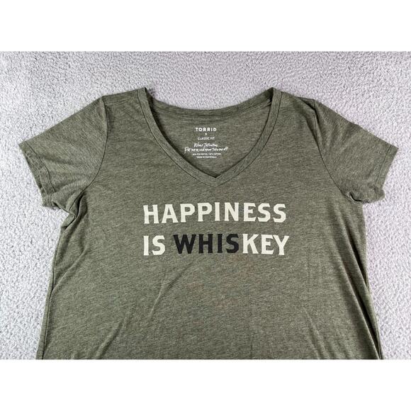 Torrid Shirt Womens Size 0 Large Green Plus Size Classic Fit Graphic Tee V Neck - Picture 3 of 10